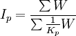 I_p=frac{sum W}{sumfrac{1}{K_p}W}